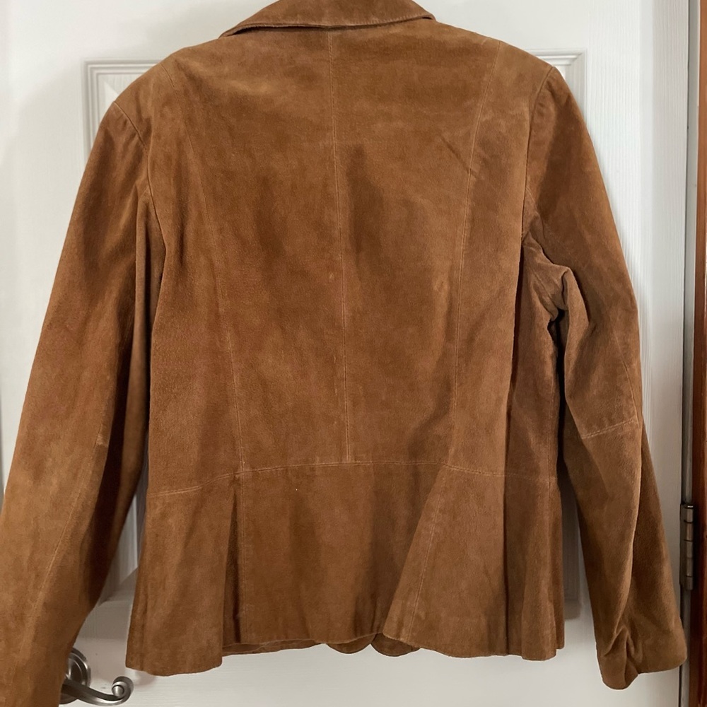 Women's Vintage Suede Camel Blazer Jacket Large - Picture 5 of 10